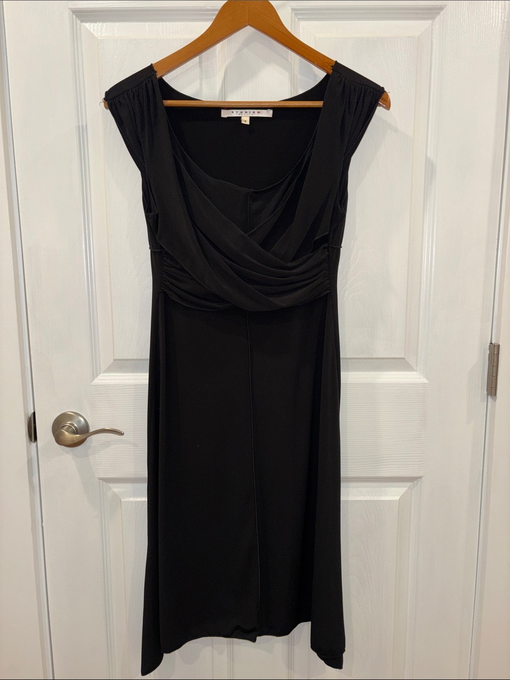 Studio M Black Draped Midi Dress Petite Small